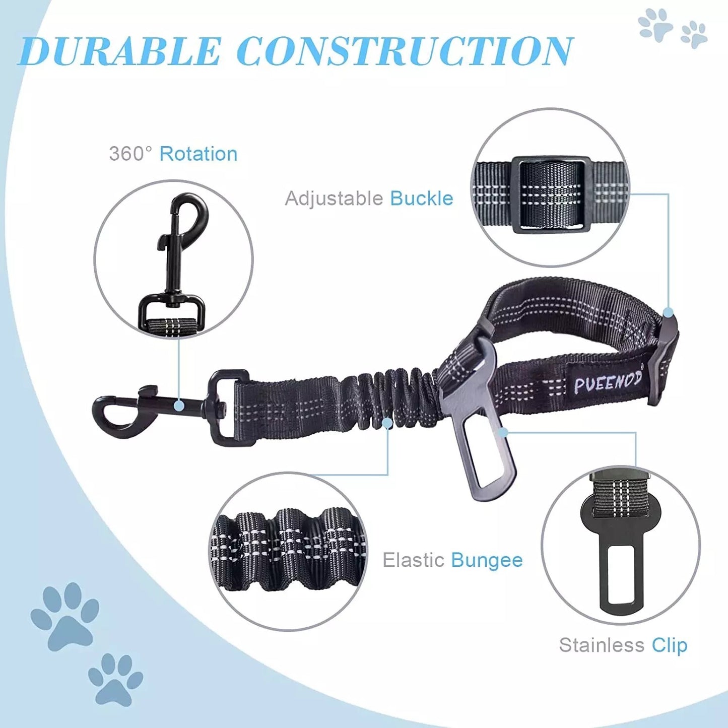 2 Pack Dog Seat Belt Adjustable Dog Car Seatbelts Pet Vehicle Safety Harnesses