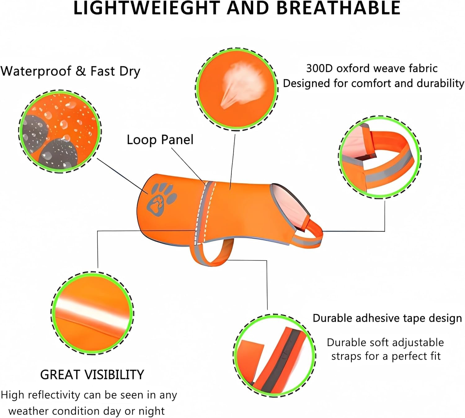 Dog Vest, Blaze Orange Hunting Vest Safety Reflective Dog Jacket Fits Small Medium Large Dogs Hook and Loop Fastener High Visibility and Safety from Hunters Cars and Other (Blaze Orange, XS)