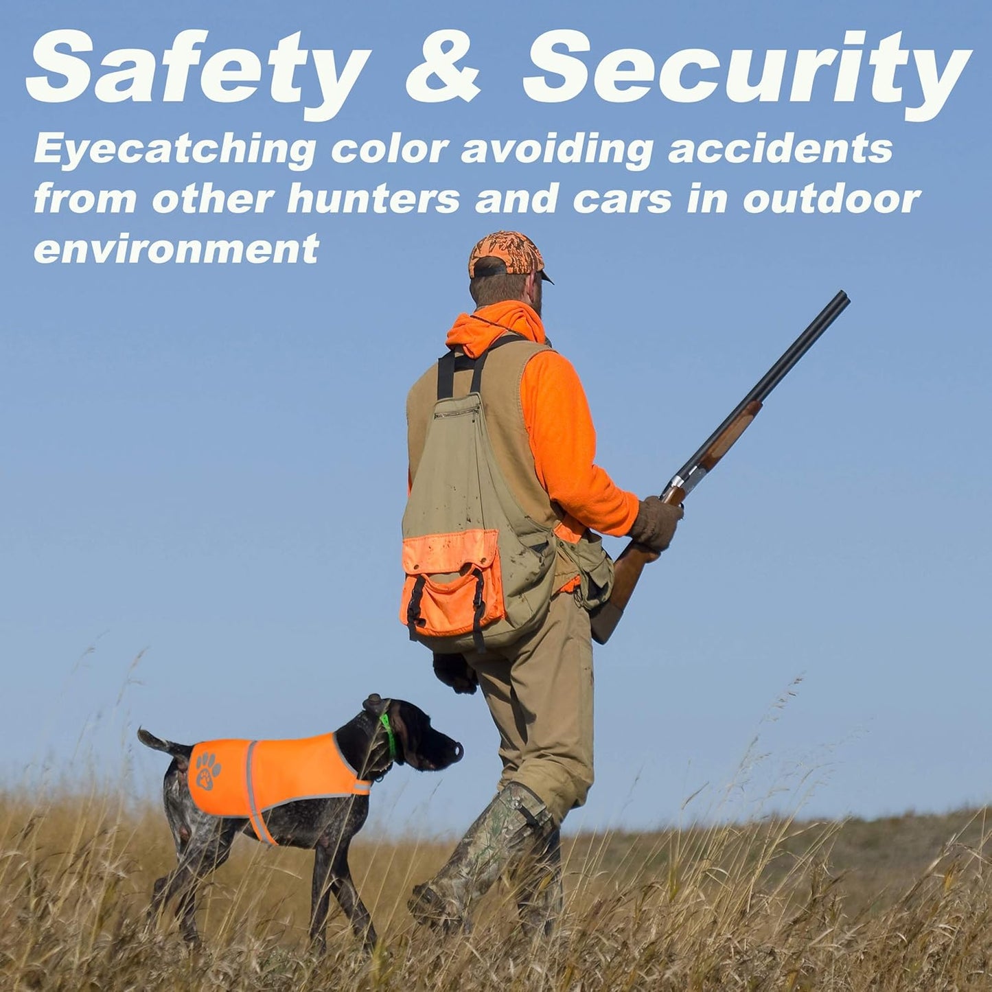 Dog Vest, Blaze Orange Hunting Vest Safety Reflective Dog Jacket Fits Small Medium Large Dogs Hook and Loop Fastener High Visibility and Safety from Hunters Cars and Other (Blaze Orange, XS)